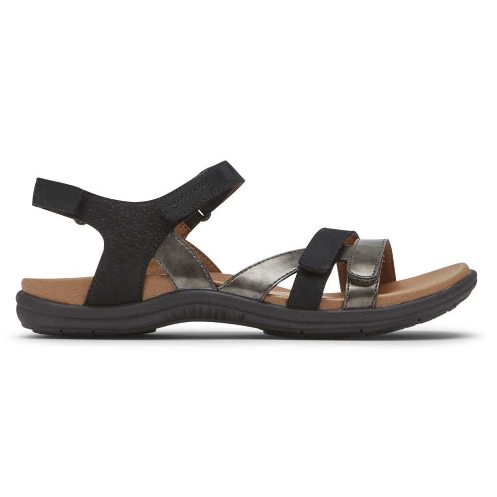 Rockport Canada Cobb Hill Rubey 3-Strap - Womens Sandals Black (QCE398152)